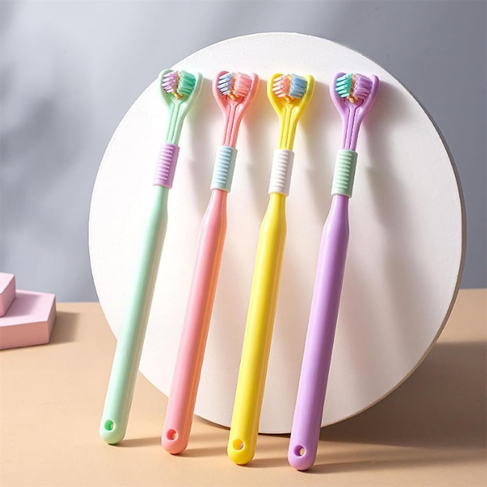 Three-Sided Ultra Soft Bristle Toothbrush �Gentle Oral Care Safety Teeth Cleaning Brush | Pack of 2