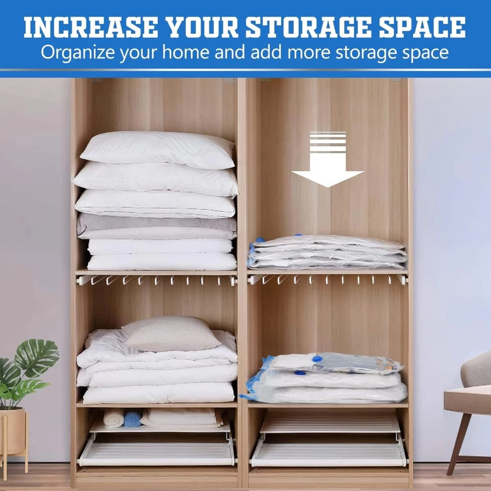 Vacuum Storage Bags Set Of 5 With Hand Pump Space Saver Compression Bags For Clothes Bedding And Travel