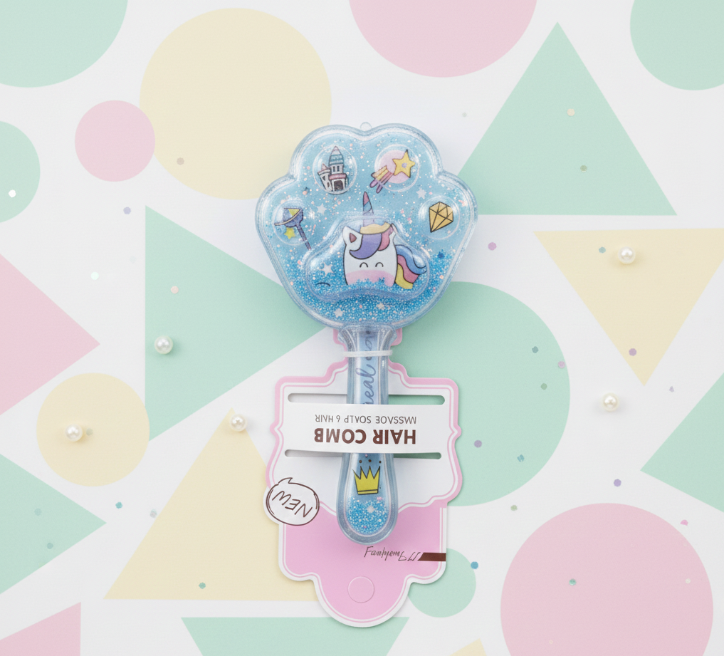 Magical Unicorn Paw-Shaped Glitter Hair Brush & Scalp Massager ( random colour)