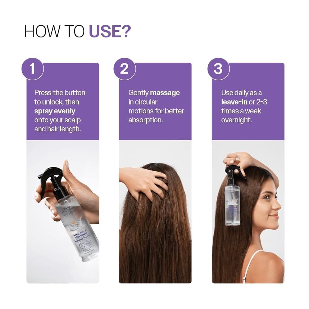 Bare Anatomy Rosemary & Rice Water Hair Growth Spray �200ml | Strengthen & Thicken Hair | Made In India