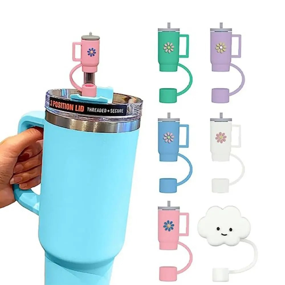 Buy 1 Get 1 Free �Cartoon Silicone Straw Plug Set | Splash-Proof, Airtight, Reusable Straw Covers for Stanley Cups, Tumblers & Bar Accessories