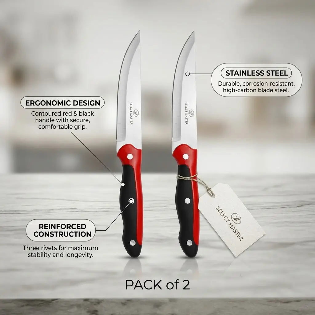 SelectMaster Pack Pack 2 - Precision Fruit Cutting Knife Set - Premium Stainless Steel Paring Knives with Ergonomic Triple-Rivet Handle