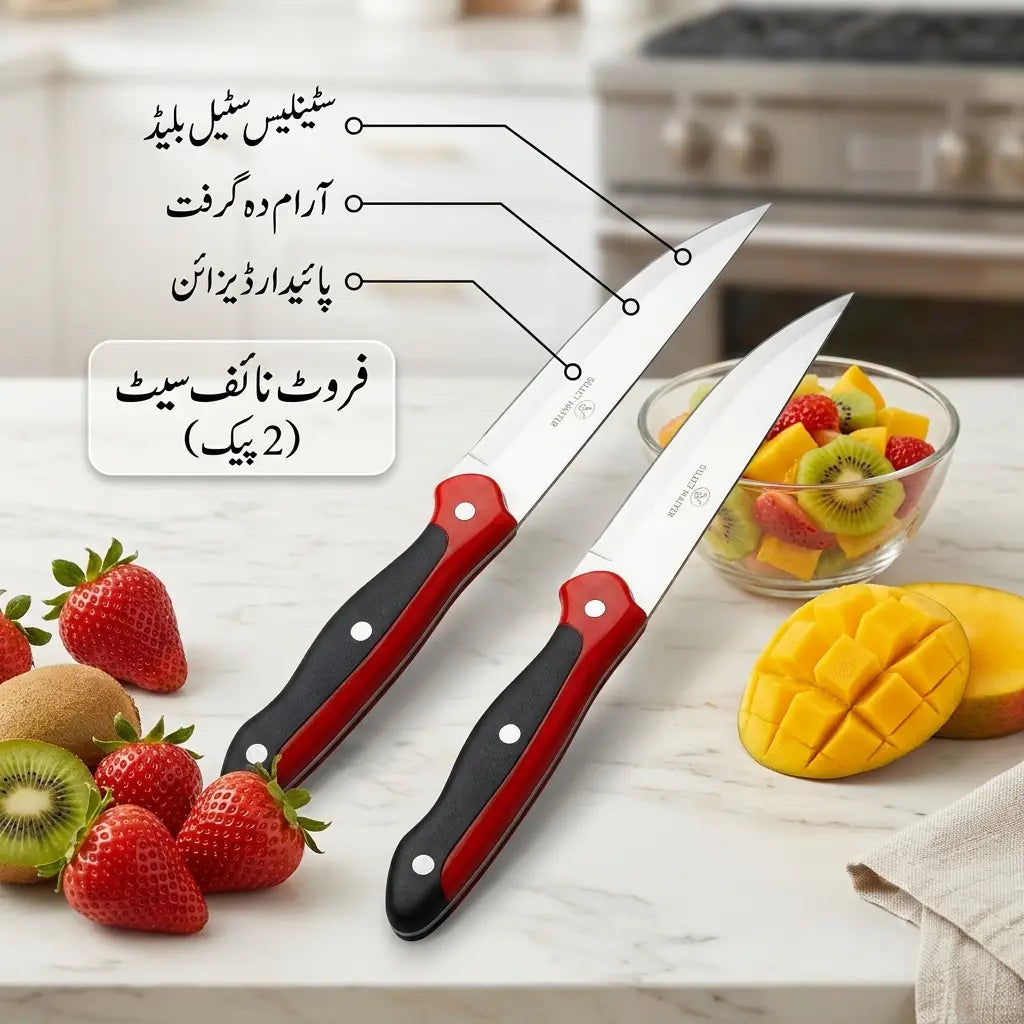 SelectMaster Pack Pack 2 - Precision Fruit Cutting Knife Set - Premium Stainless Steel Paring Knives with Ergonomic Triple-Rivet Handle