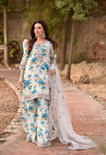 Elegant All-Over Print Embroidered Lawn 3 Piece Unstitched EID Dress with Embroidered Chiffon Dupatta
