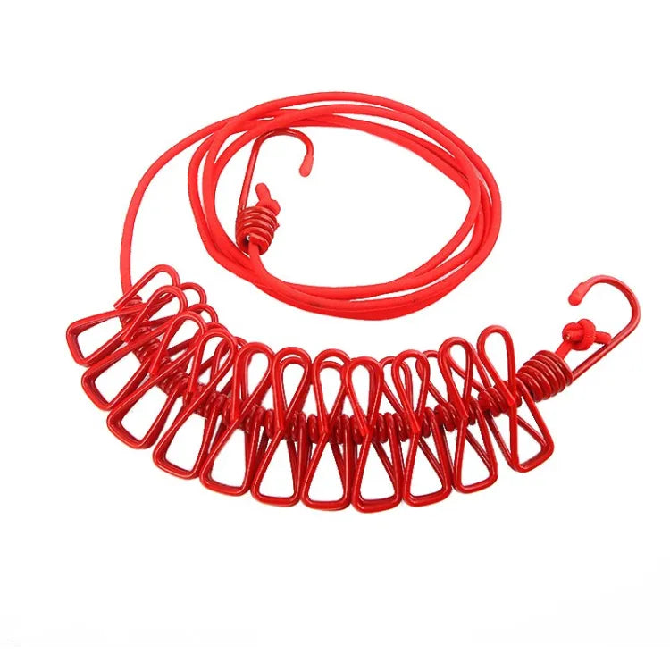 Clip &amp; Hang 185CM Portable Clothesline With (12) Clip - Elastic, Windproof &amp; Eco-Friendly for Travel &amp; Home Use