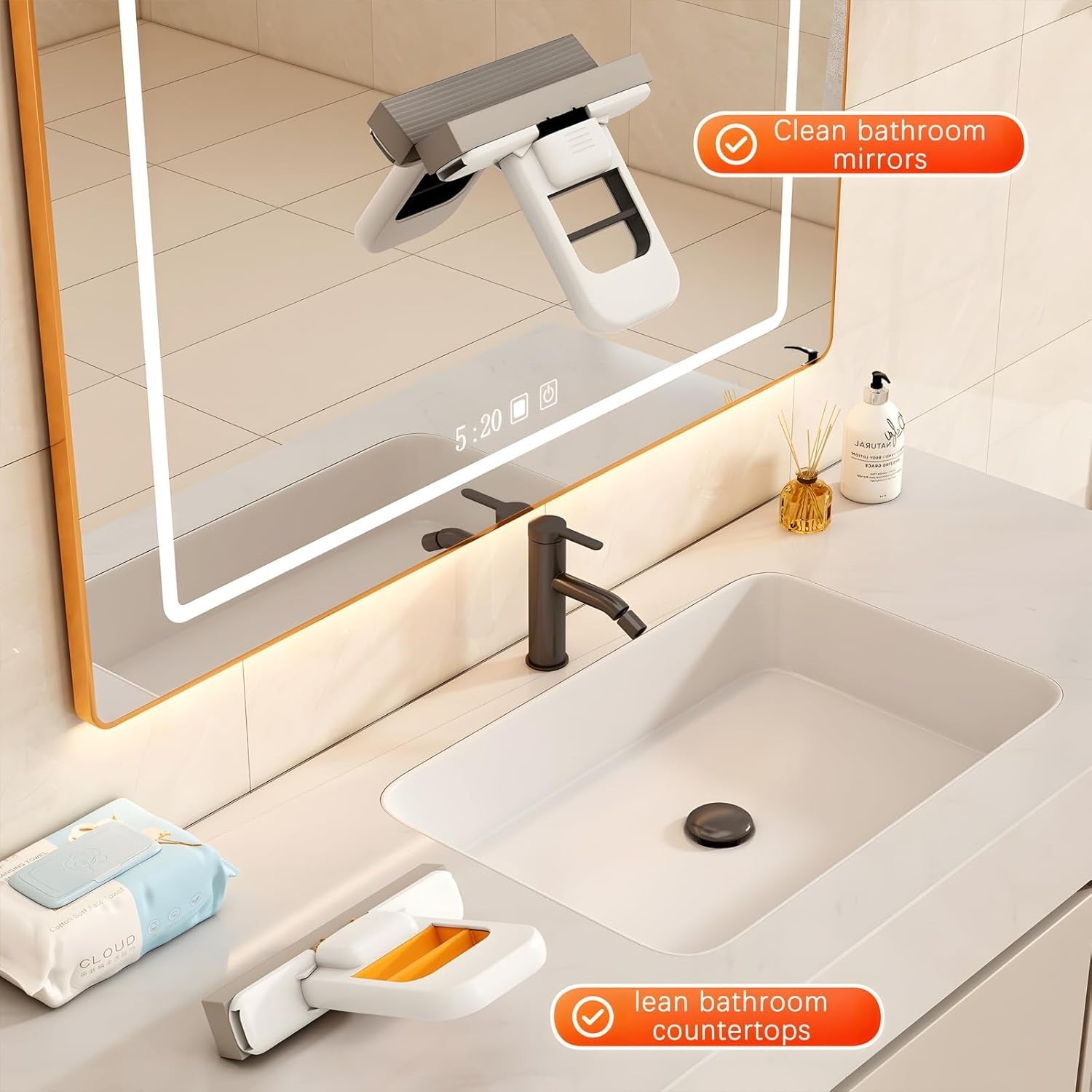 Mini Foldable Desktop Mop �Portable Mini Cleaning Sponge Mop bathroom tiles, and small spaces