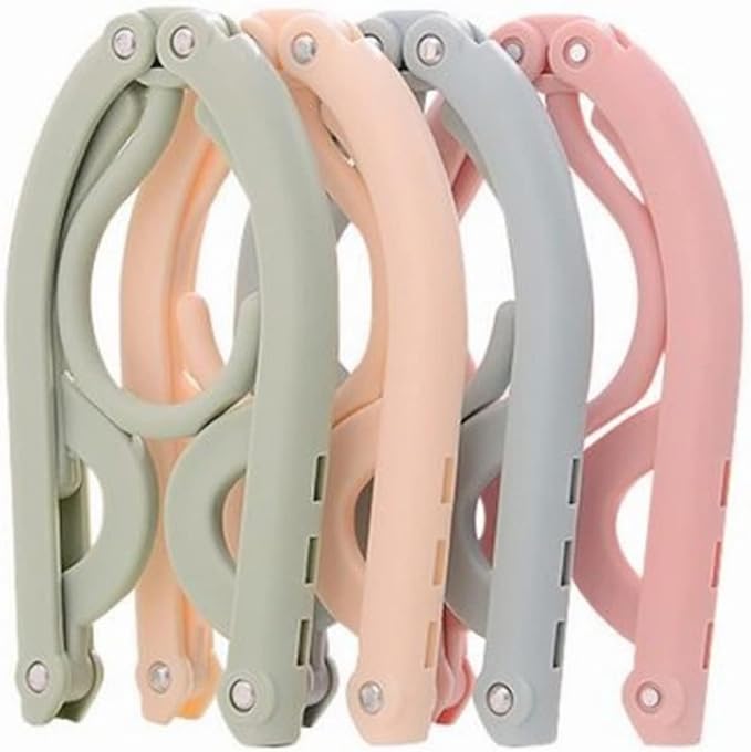 Portable Folding Clothes Hangers with Slots �Pack of 10 Durable Travel-Friendly Hangers. ( Random Colour )