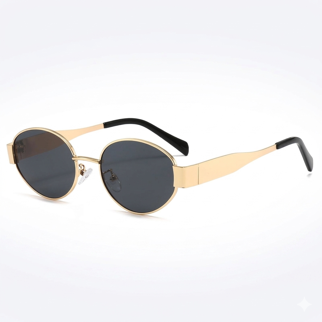 Gold Oval Metal Frame Sunglasses | Retro Fashion Women's Eyewear