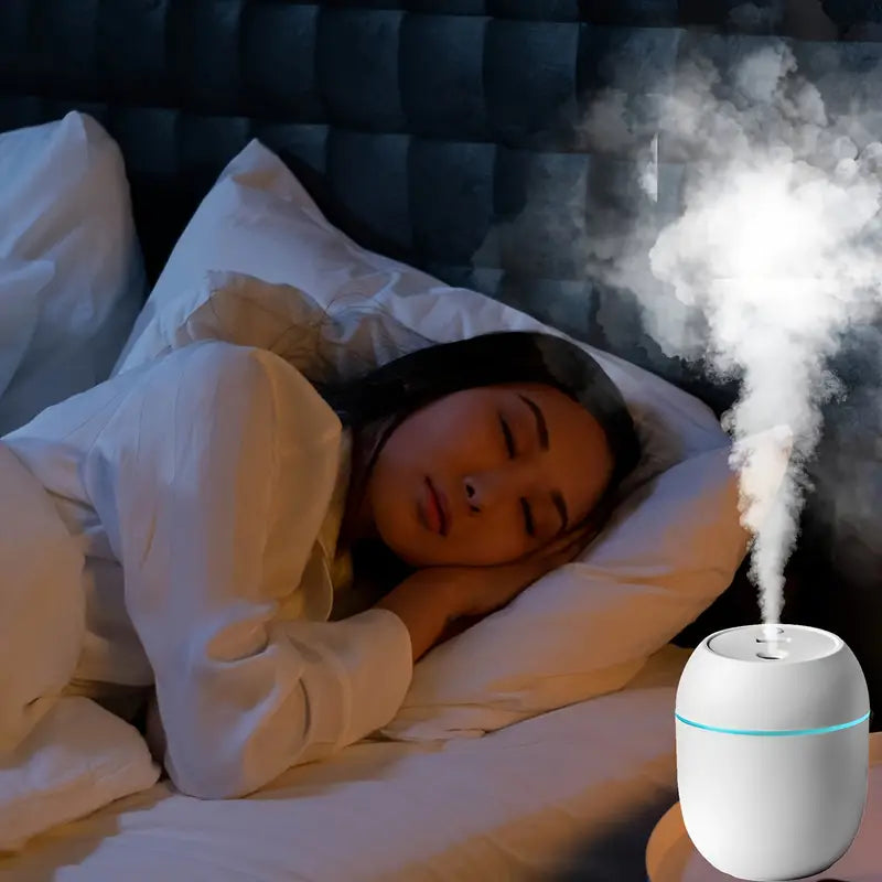 Humidier with Warm LED Outline USB Portable Air Humidifier  Essential Oil Diffuser Modes Auto Off With LED Light For Home Car Mist Maker Face Steamer Car Air Fresheners