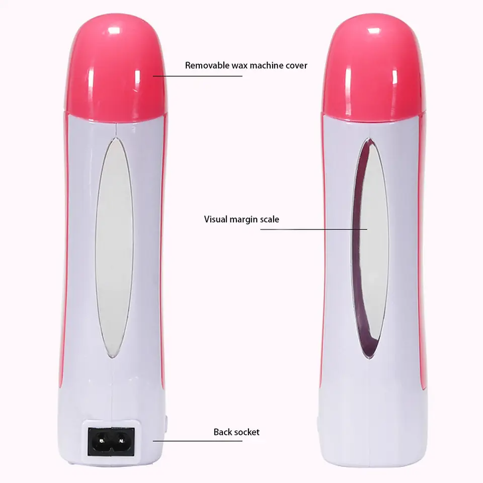 Depilatory Wax Heater Kit 3in1 | Roll-on Hair Removal Kit With Heater, Wax Refill & Strips | Roll On Wax Heater Kit 3-in-1
