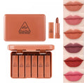 6PCS Matte Brown Velvet Lipstick Mini Nude Makeup Lip Kit Set �Long Lasting Velvet Matte Lipsticks
