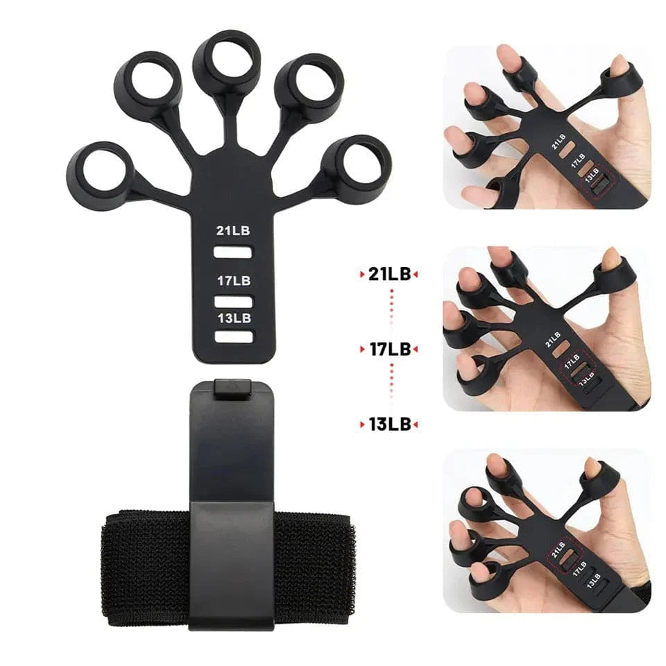 Hand Grip Strengthener - Adjustable Finger Exerciser and Finger Stretcher - Grip Strength Trainer for Hand Therapy, Rock Climbing - Relieve Pain for Arthritis, Carpal Tunnel