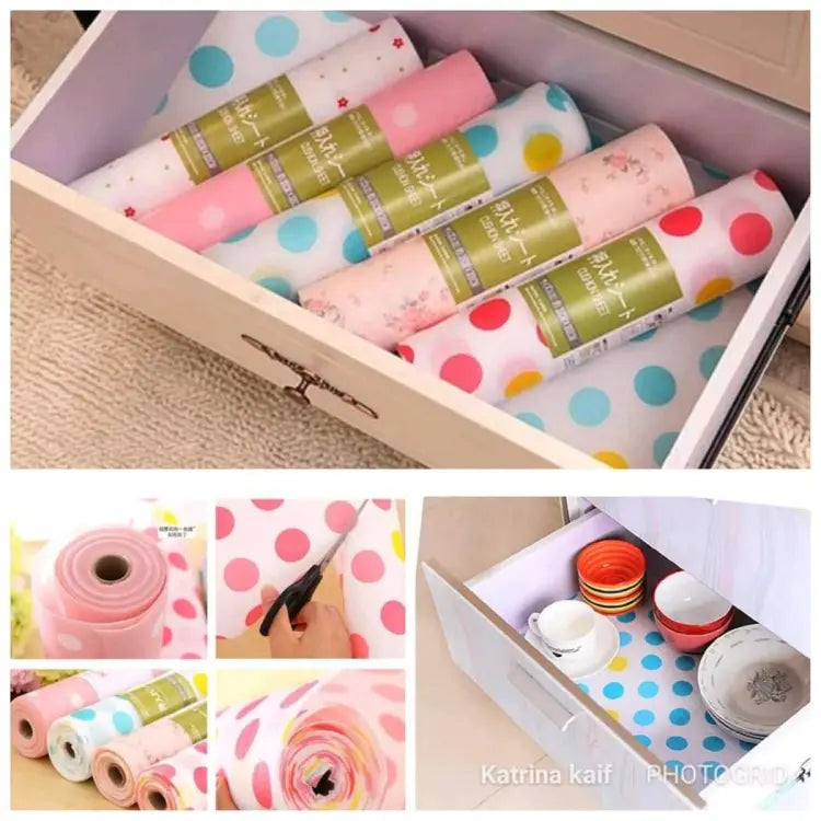 Non Slip Kitchen Printing Antibacterial Cabinet Plastic Foam Household Wardrobe Moisture Drawer mat Shelf Sheets (45?200) (random color)