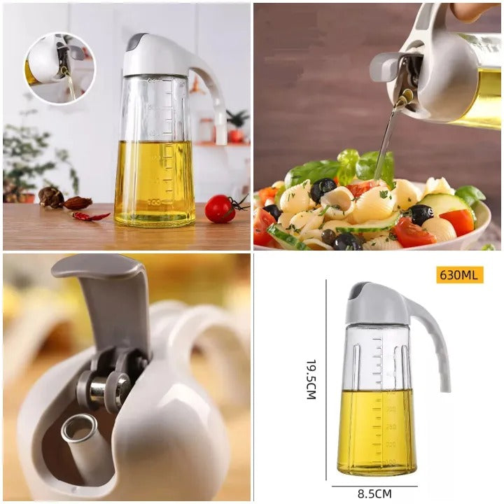 Glass Oil Bottle &amp; Dispenser Jug Dual-purpose Oil Dispenser For Pouring And Spraying, High-pressure sprayer for even oil distribution 450ml (random color)