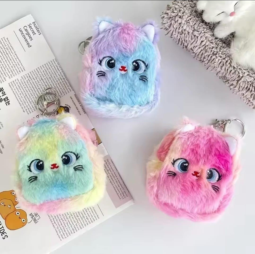 1pc Kawaii Rainbow Color Keyring Coin Purse for Girls �Cute and Portable Storage Accessory- Random Colour