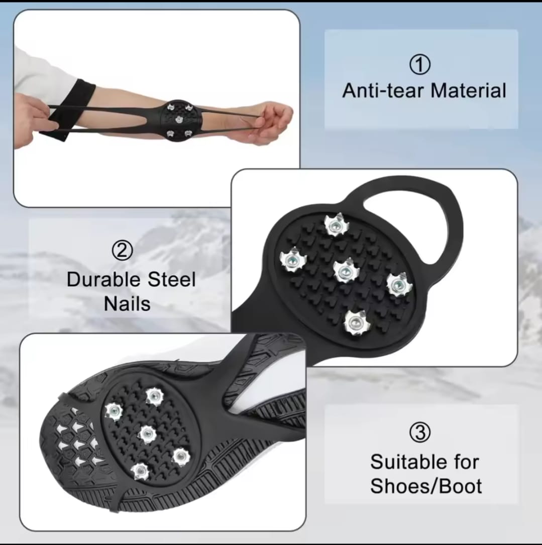 5 Studs Anti Skid Ice Snow Camping Walking Shoes Winter Safety Boots Universal Professional Climbing Crampons - 1 Pair