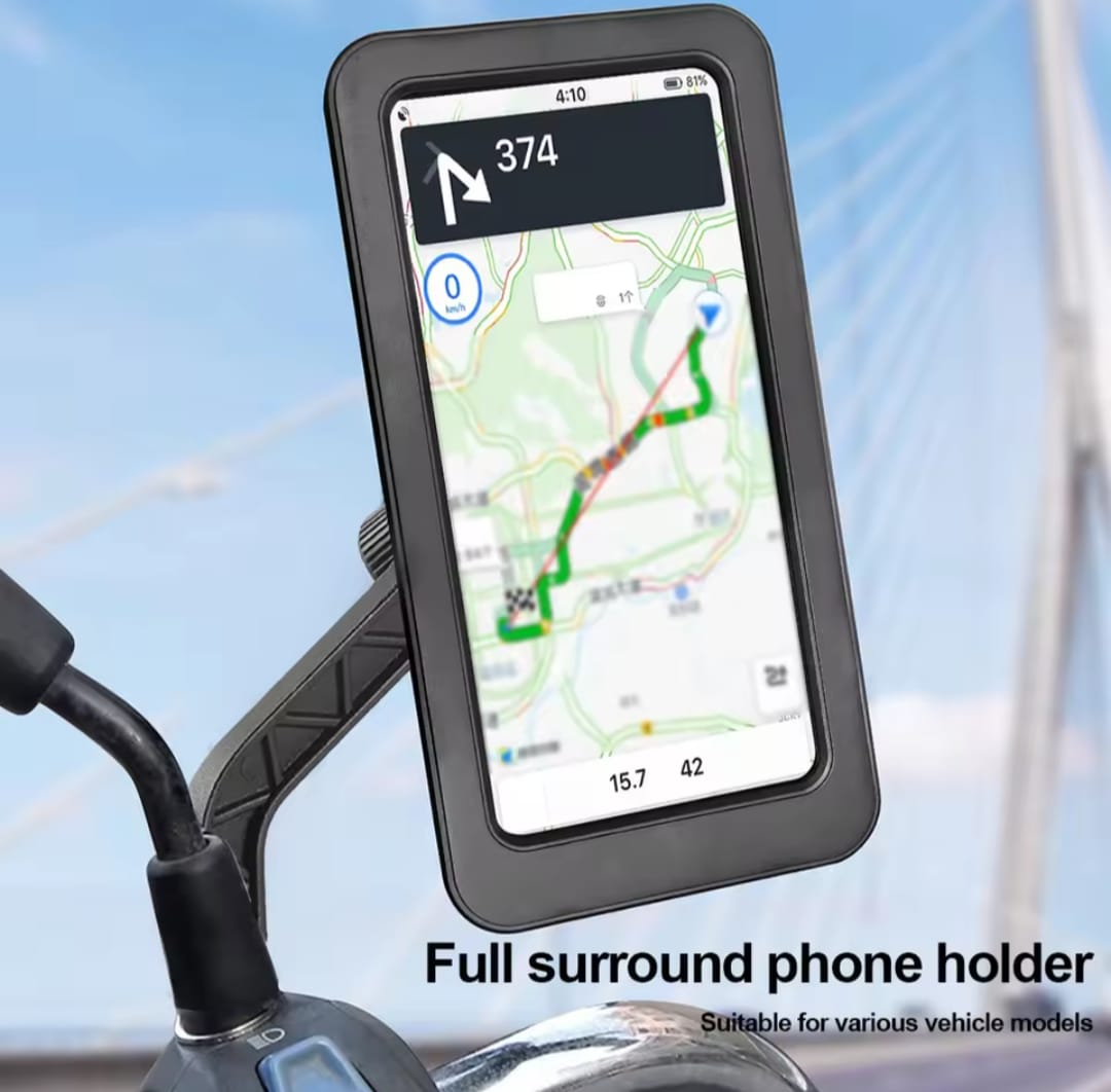 Waterproof Bike Phone Mount - 360? Rotatable Motorcycle & Bicycle Mobile Holder - Adjustable Touch Screen Handlebar Phone Support for All Bikes