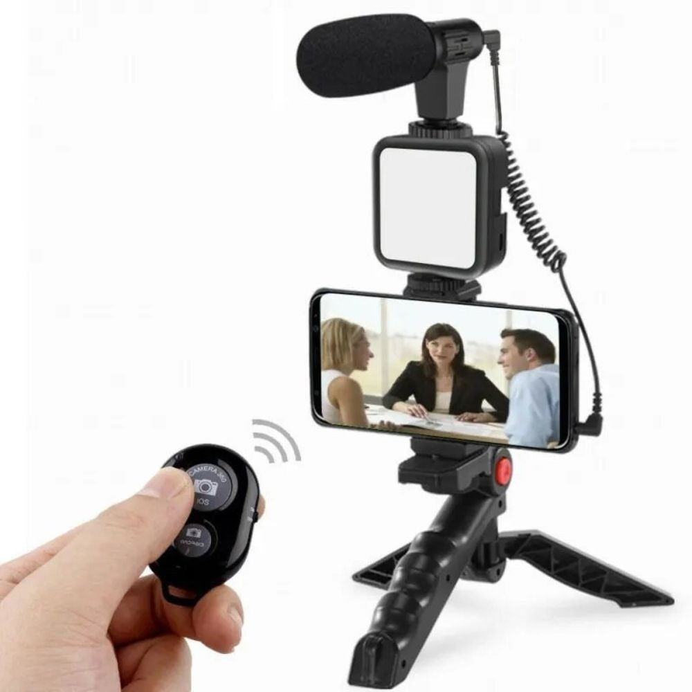 High Quality Vlogging Kit | Mobile & DSLR Accessories | Tripod, Mic & 360? LED Video Recording Setup