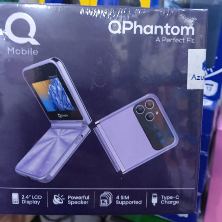 QMobile Phantom Fold 2.4 Inch Display prov PTA Aped Mobile With 1400mAh Battery 4 SIM Support And Type C Charger (Random Color)