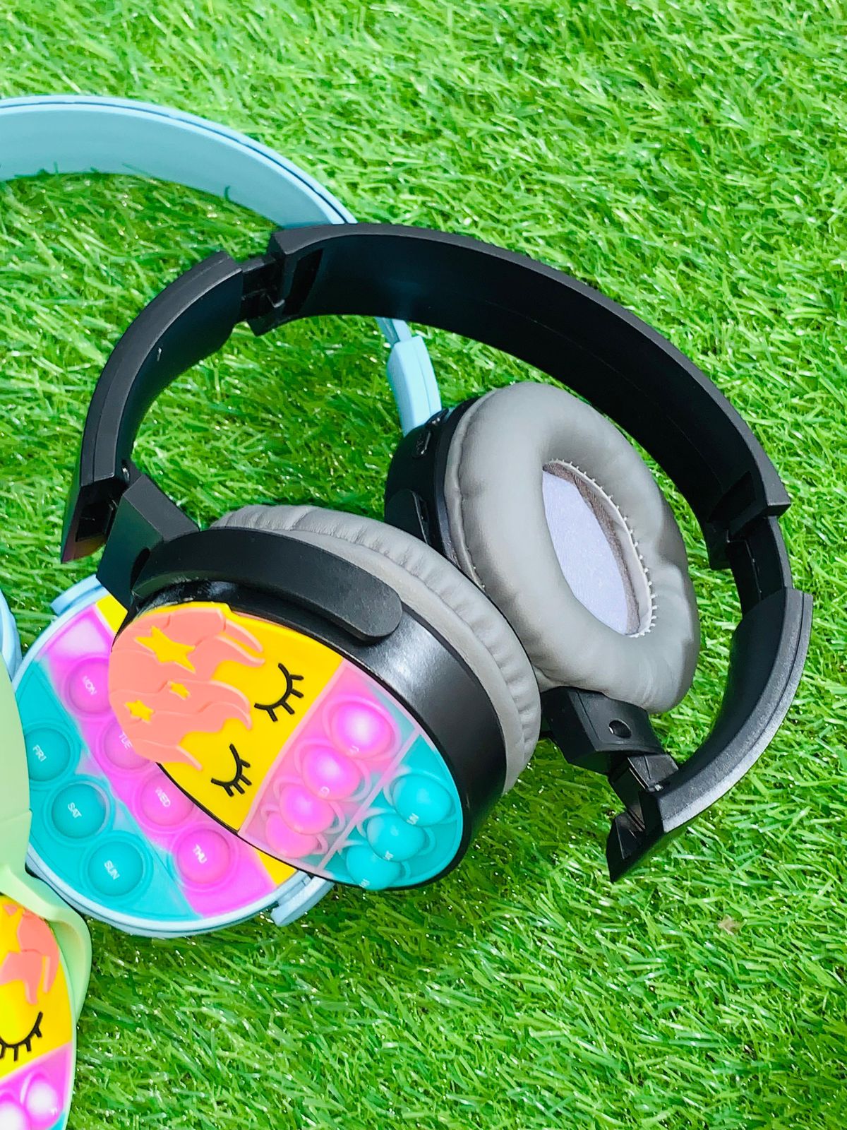 Cute Pop It Wireless Bluetooth Headphones Foldable Headset With Memory Card Support Wired And Wireless Modes Durable Quality Comfortable Use - Without Box(Random Color)