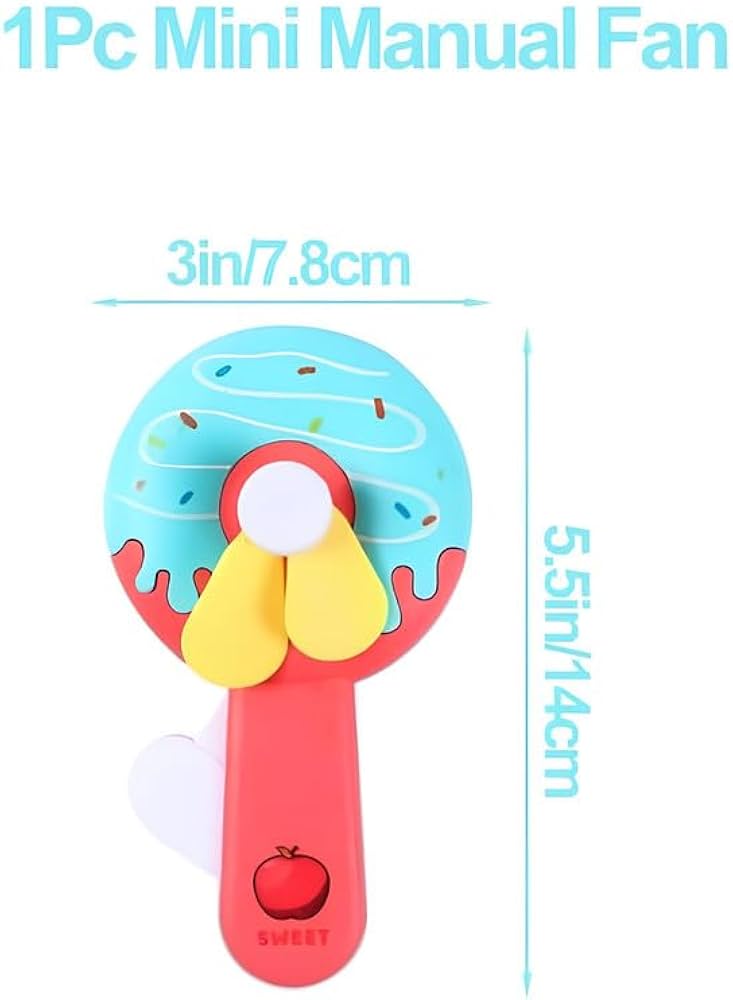 Donut Kid Fan �Cute Handheld Mini Fan for Kids | Portable Cartoon Fan for School, Travel & Outdoor Use (Random Color)
