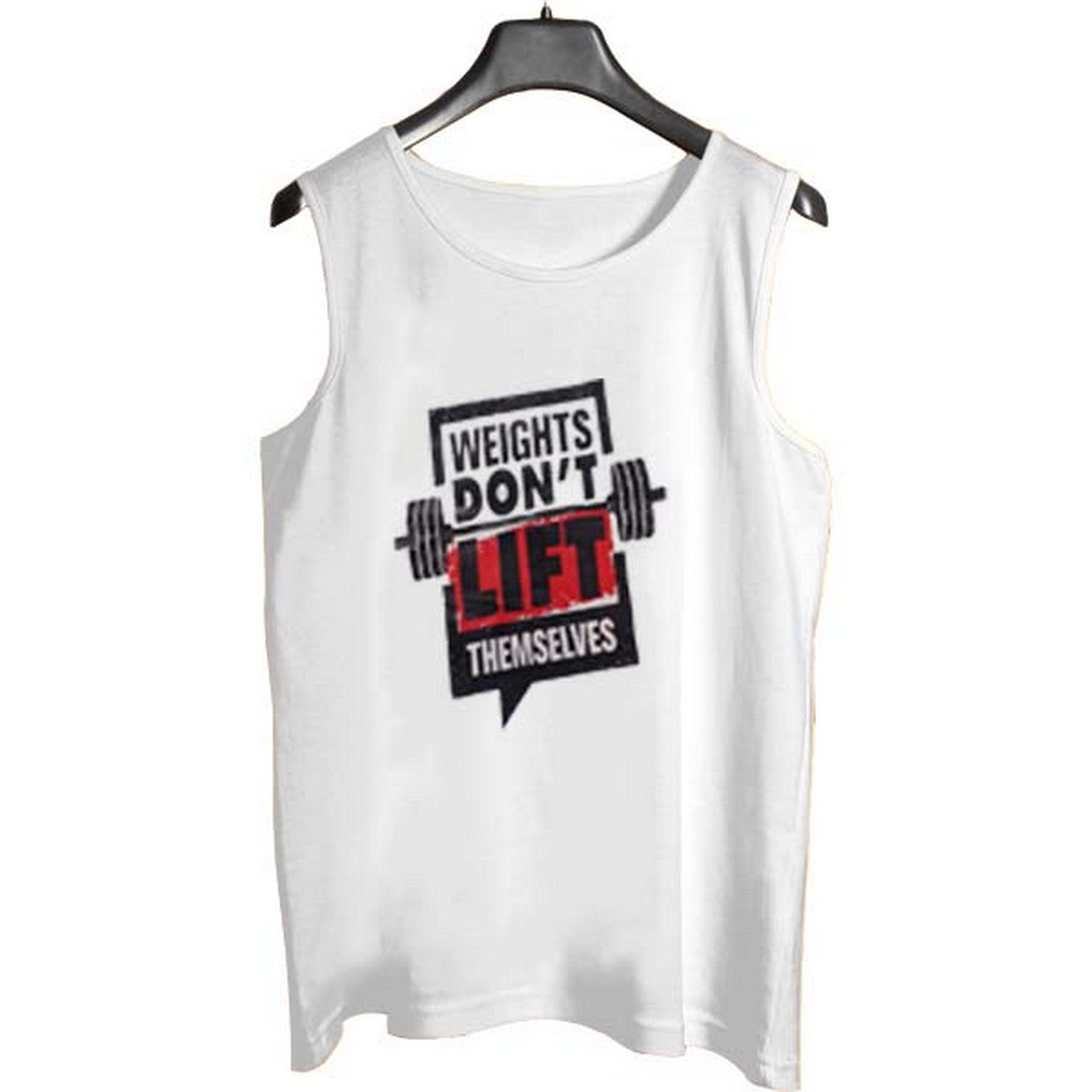 Jersey Weight Dont Lift Design [White] | Printed Gym Sando Tanks Top For Men - M