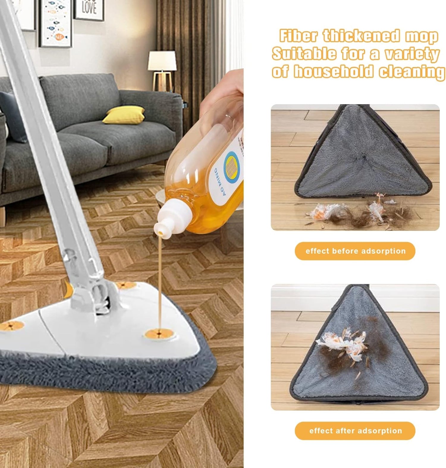 Royal's Triangle Shaped Microfiber Mop ?elf-Wringing Floor Dust Mop