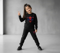 Kids Spider-Man Printed Black & Black Tracksuit Set | Winter Fleece Sweatshirt & Trouser Outfit for Boys & Girls �Warm & Trendy small