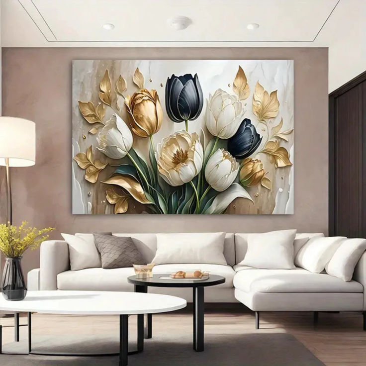 Modern 3D Effect Luxury Floral Wall Art – photo 1