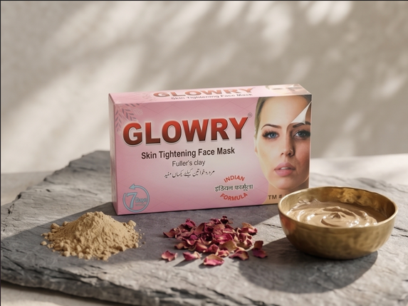 GLOWRY Skin Tightening Face Mask with Fuller? Clay | Natural Indian Formula for Oil Control & Pore Cleansing | 100% Organic Herbal Pack