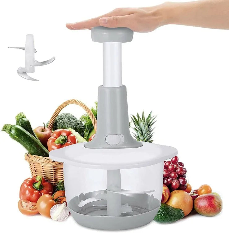 Manual Hand Push Chopper | Multi-functional Vegetable Meat Grinder, Grater, Chopper -1.5 Liter (Random Color)