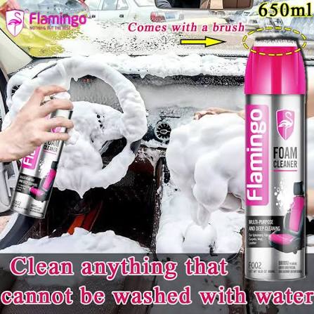 Flamingo Foam Cleaner 650ML �Multi-Purpose Deep Cleaning Spray for Upholstery, Carpets, Leather & Hard Surfaces