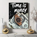 Luxury Wall Frame ?ime is Money�| Wooden Sticky Tile Frame with Double Tape �8x11 Inches