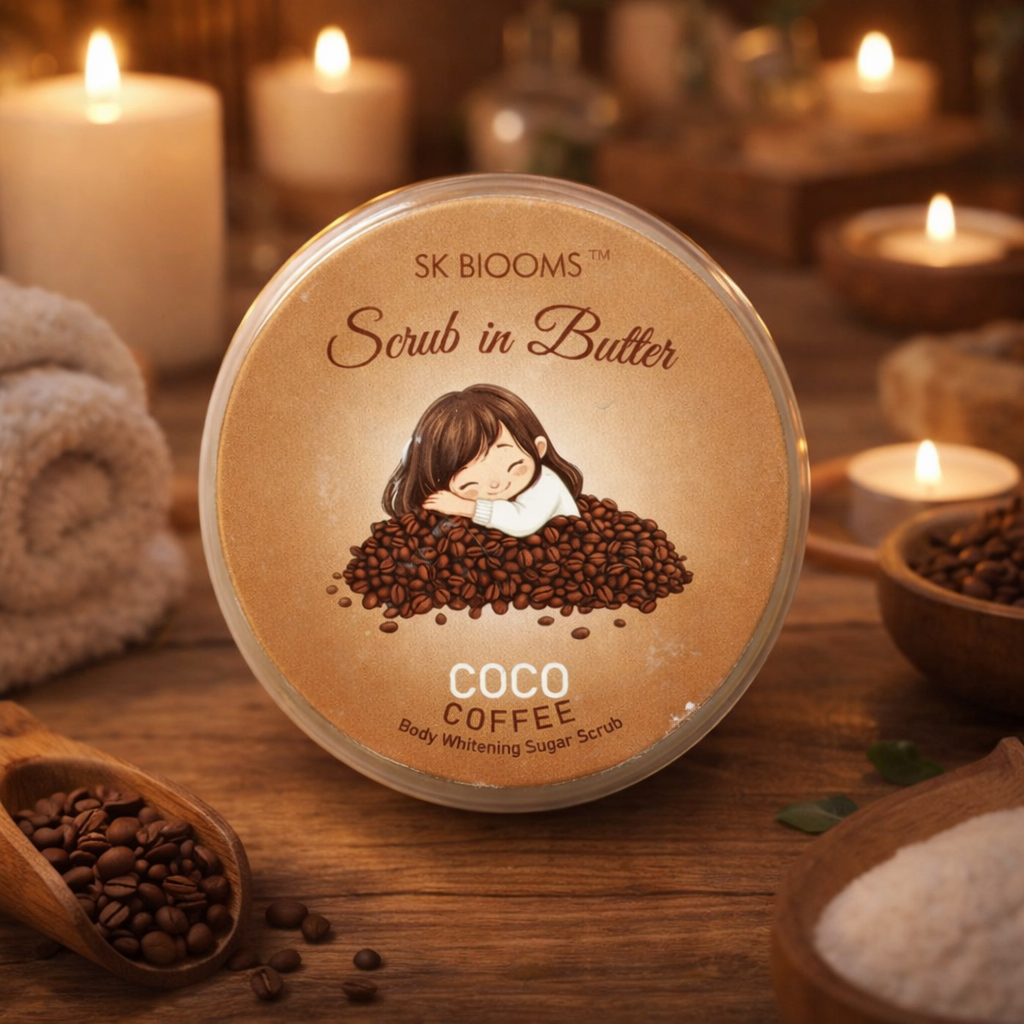 SK Blooms Coco Coffee Scrub in Butter | 2-in-1 Body Whitening Sugar Scrub | Natural Exfoliating & Moisturizing Skin Care