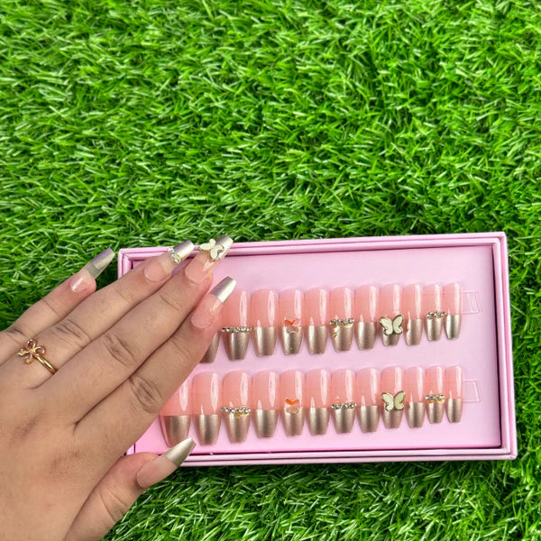 24 Pcs Blush Butterfly Nails – photo 3