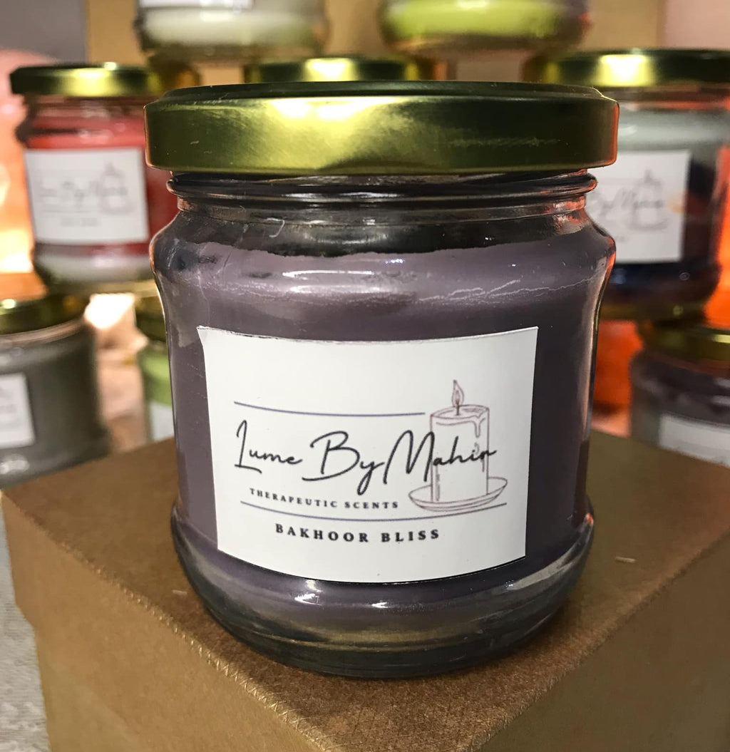 Bakhoor Bliss A Touch of Arabian Luxury �Handmade Oud &amp; Amber Soy Wax Candle - 100 gram