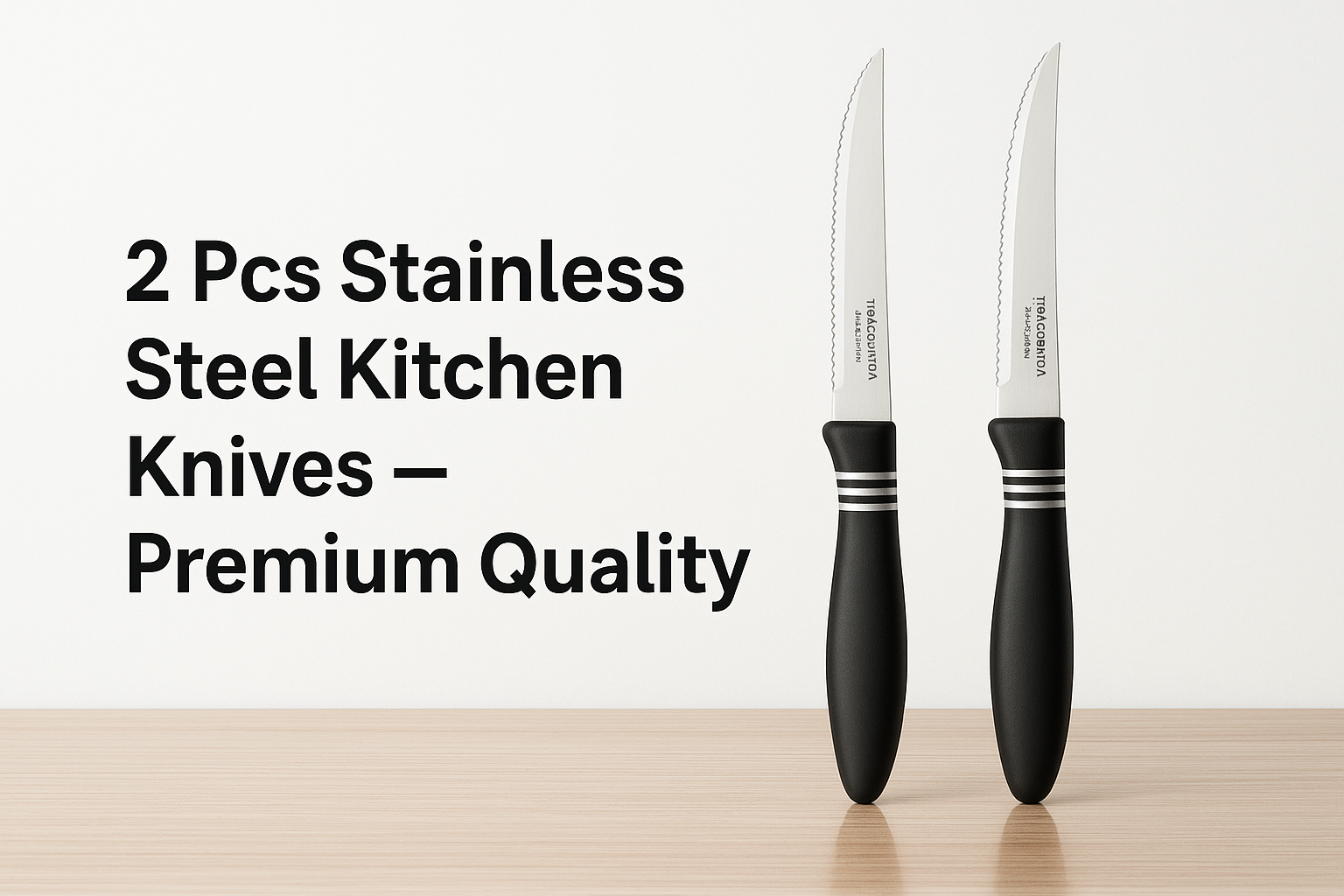 2 Pcs Concord Stainless Steel Kitchen Knife �Multipurpose Table Knife with Serrated Edge, 12 cm (Random color)