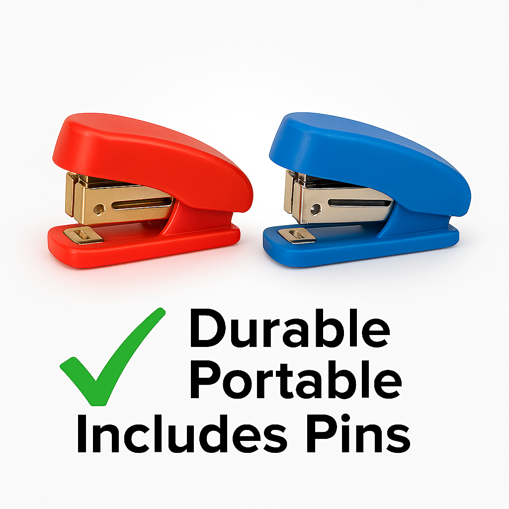 Pack of 2 Mini Staplers with Pins �Compact, Smooth, and High-Quality Office &amp; School Use (Random color)