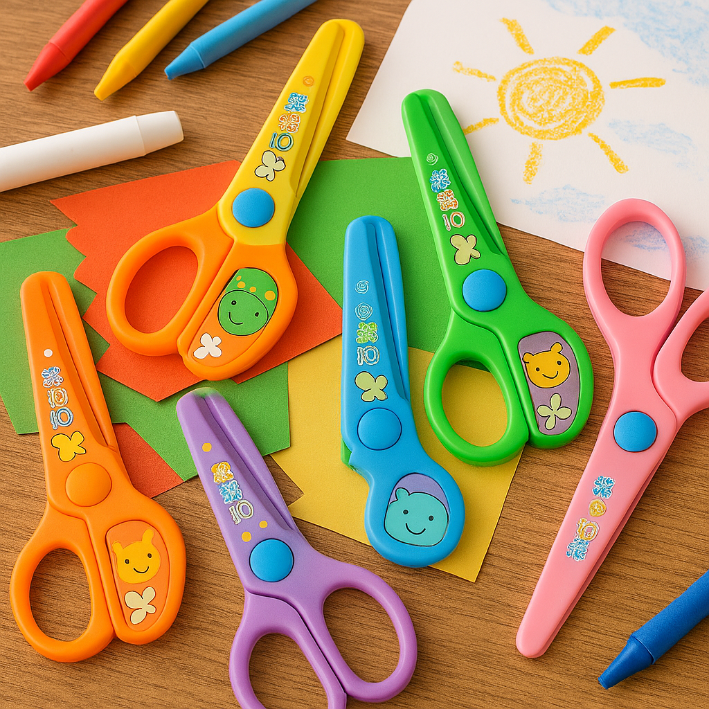 Set of 6 Multistyle Children Safety Scissors �All Plastic Toddler Craft Scissors with Round Tips for School &amp; DIY