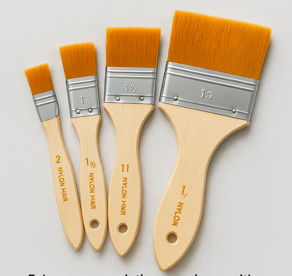 Pack of 4 Nylon Hair Wide and Thin Gesso Base Brushes �Premium Paint Brushes Set for Artists
