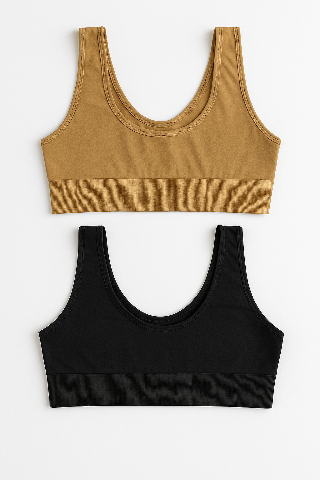 Women's Lycra Sports Bra Set �Black &amp; Skin | Ideal for Gym, Yoga &amp; Daily Comfort (Pack of 2) - SMALL