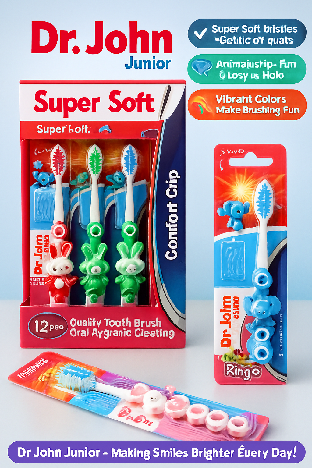 Dr. Jones Baby Teeth Brush �Pack of 3 | Soft Bristles | Gentle Oral Care for Infants and Toddlers (Random color)