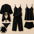 7-Piece Satin Sleepwear & Lingerie Set for Women �Luxury Nightwear Collection with Robe, Slip Dress, Free Size  (mehroon)