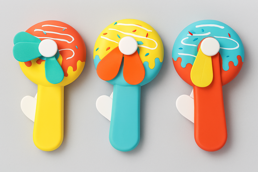 Handheld Donald Shape Toy Fan for Kids �Cute Cartoon Design, Safe Soft Blades, Portable Mini Fan for Summer Play &amp; Cooling (Random Color)