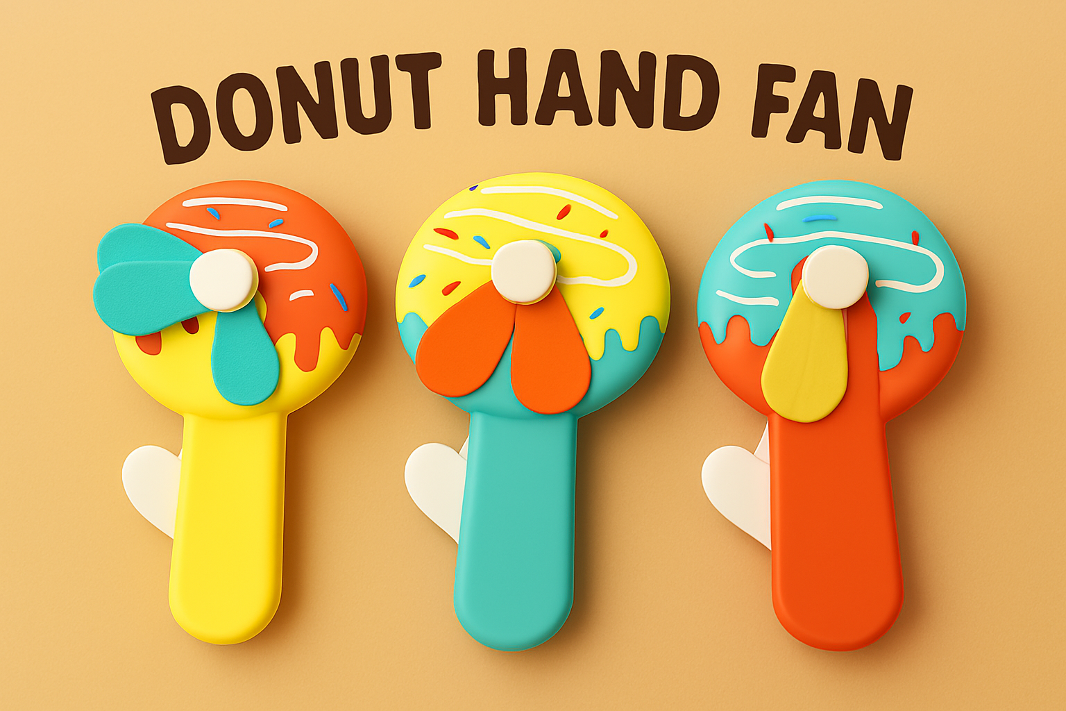 Handheld Donald Shape Toy Fan for Kids �Cute Cartoon Design, Safe Soft Blades, Portable Mini Fan for Summer Play &amp; Cooling (Random Color)