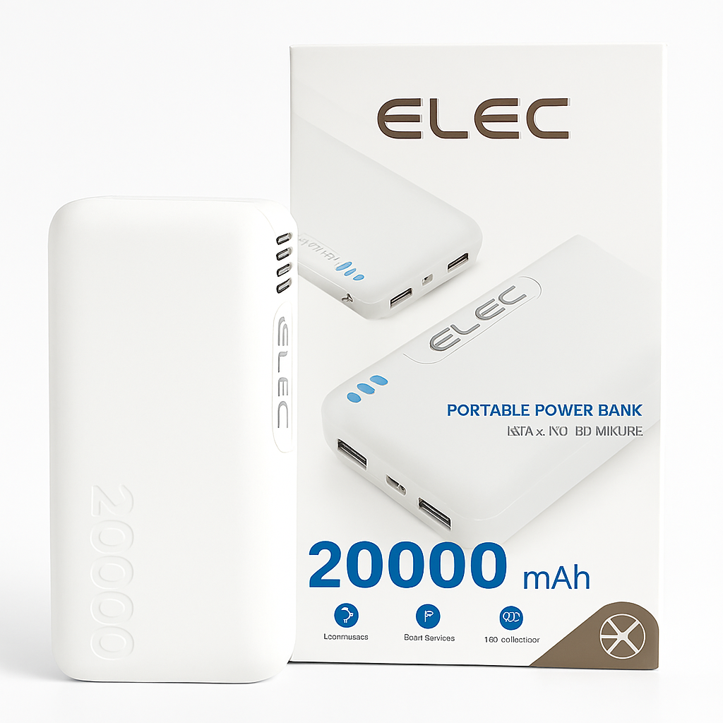 Elec 20000mAh Power Bank �PD Fast Charging, High-Capacity Portable Charger