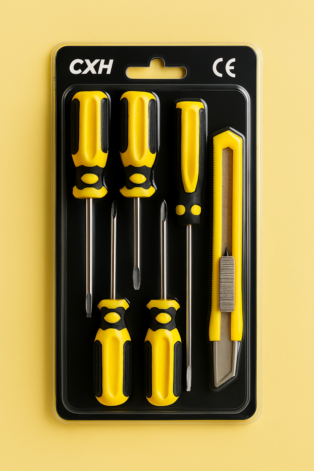 Set of 5 Screwdrivers &amp; 1 Cutter �High Quality Hand Tool Kit with 2 Straight, 3 Cross Screwdrivers &amp; Sharp Cutter for Household and DIY Use
