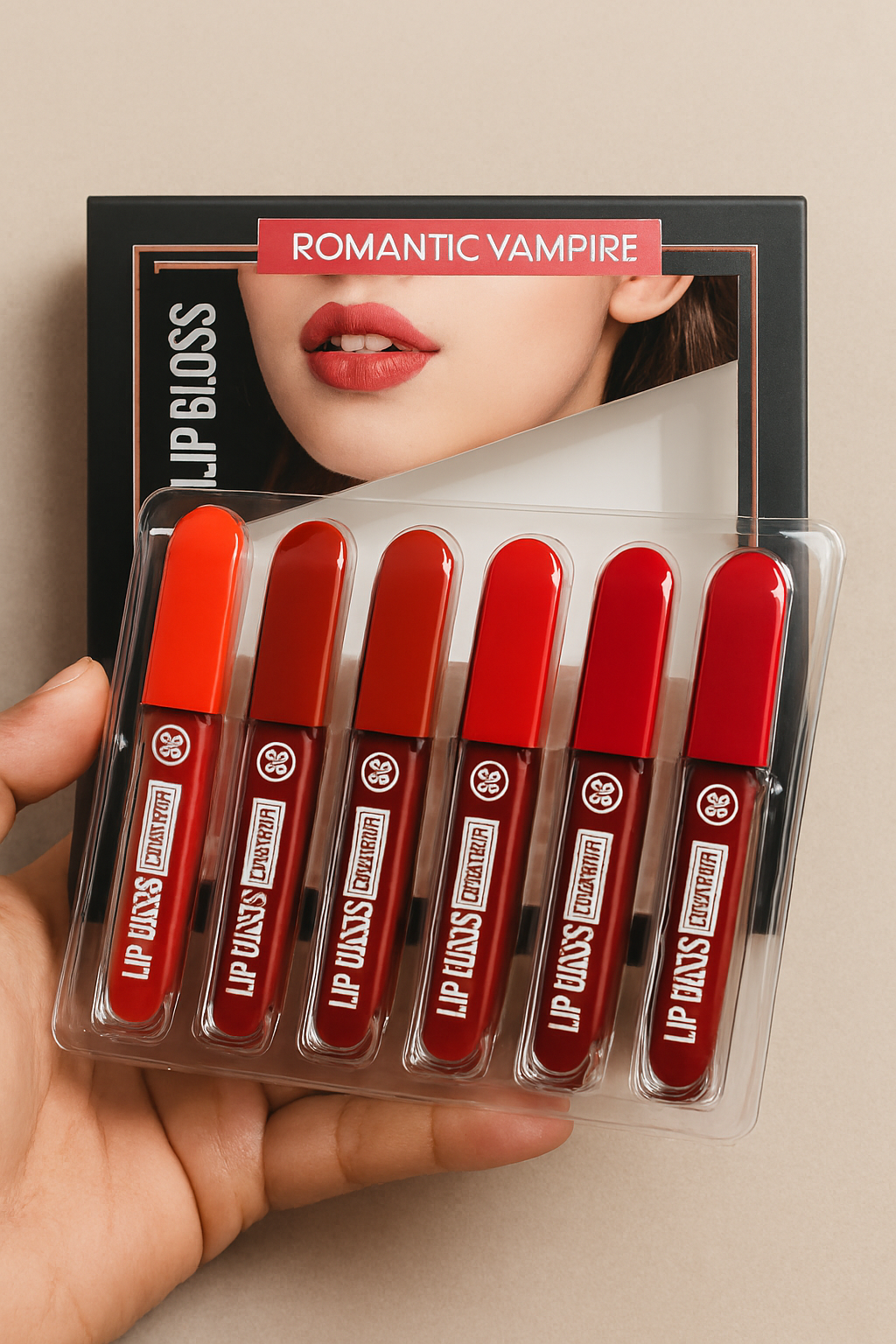 Romantic Empire Matte Lipgloss Set of 6 �High Pigment, Long-Lasting Liquid Lip Gloss | Shades of Red Collection