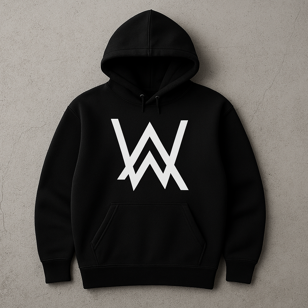 New Summer Collection Full Black Hoodie with WA Print for Men and Boys �Comfortable, Fashionable &amp; Casual Wear - Medium
