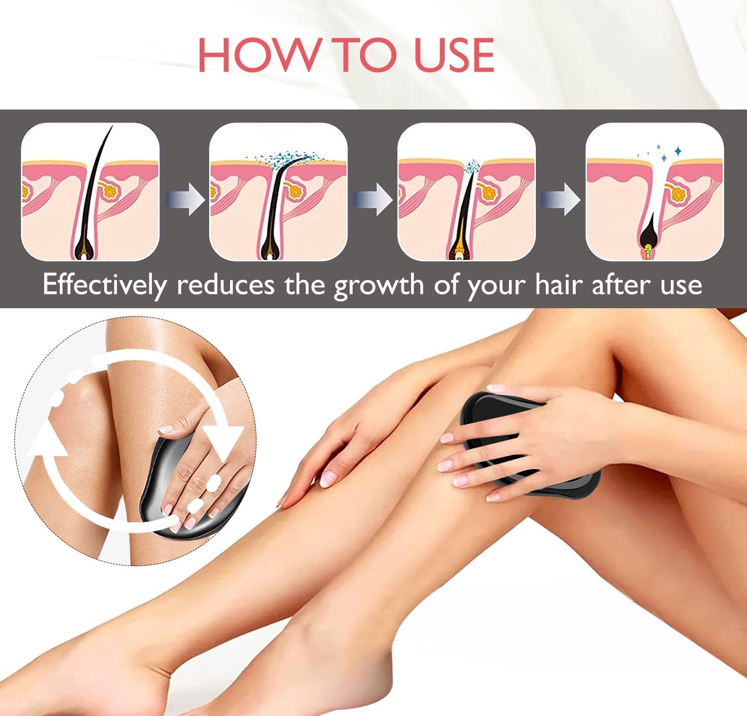 Magic Crystal Hair Remover Bleame Crystal Hair Eraser �Painless Exfoliation Hair Removal Tool For Arms Legs Back   (random color)